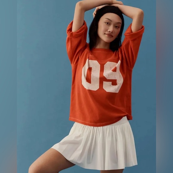 Anthropologie Pilcro 3/4 Sleeve Red Varsity T-shirt - Picture 10 of 10